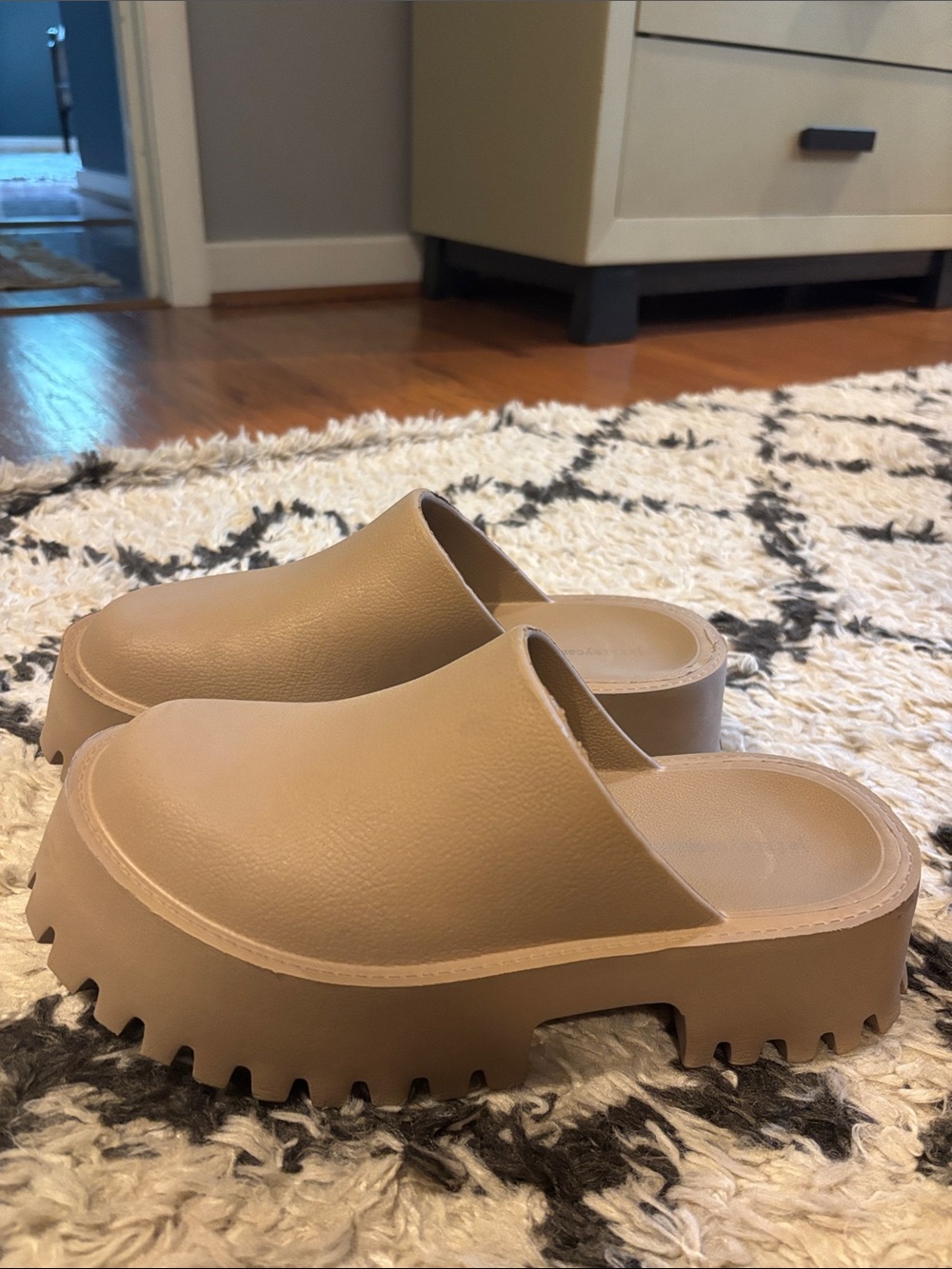 Jeffrey Campbell Tan Platform Clog Mules